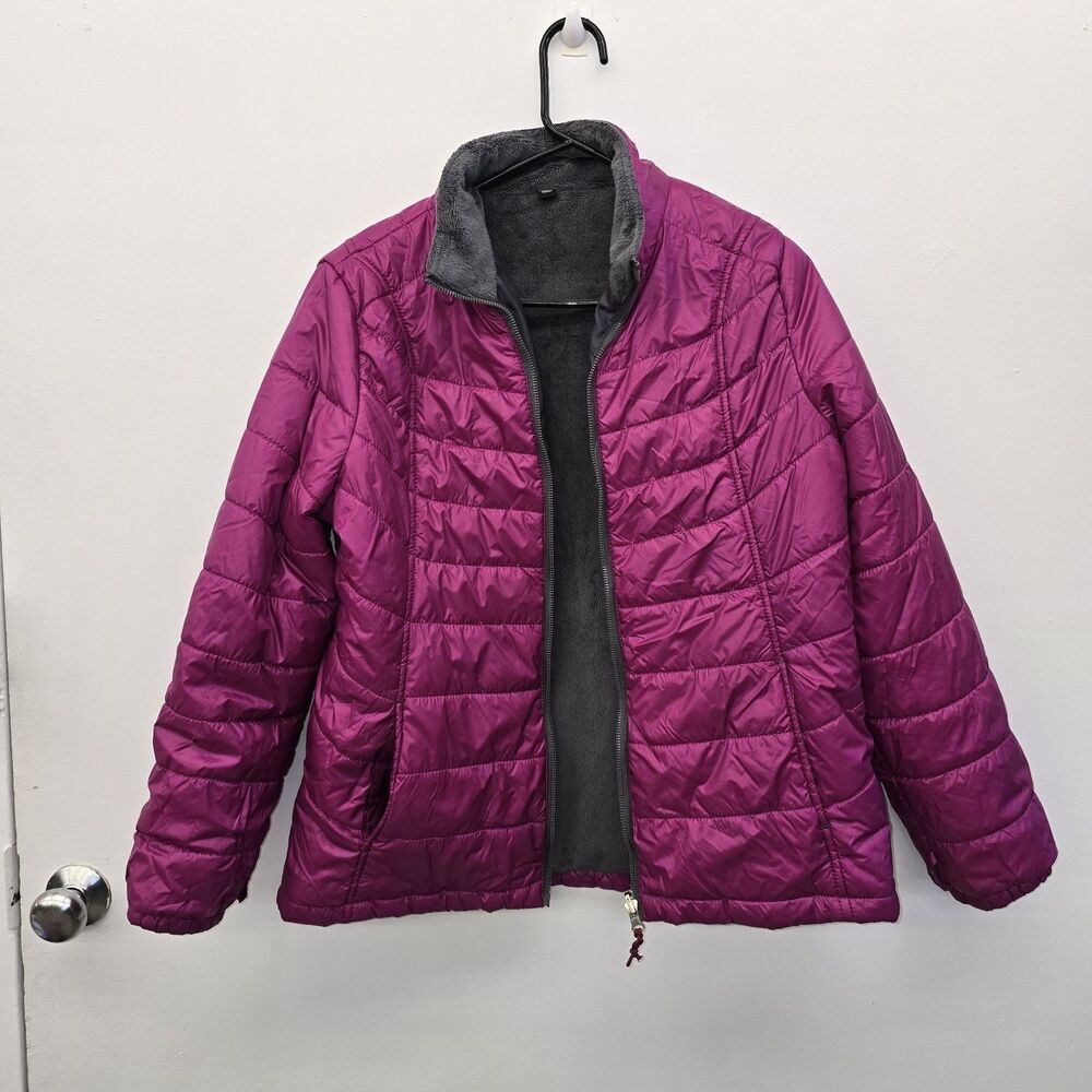 Free Country Women's Fuchsia Full Zip Faux Fur Lined Jacket, Size XL